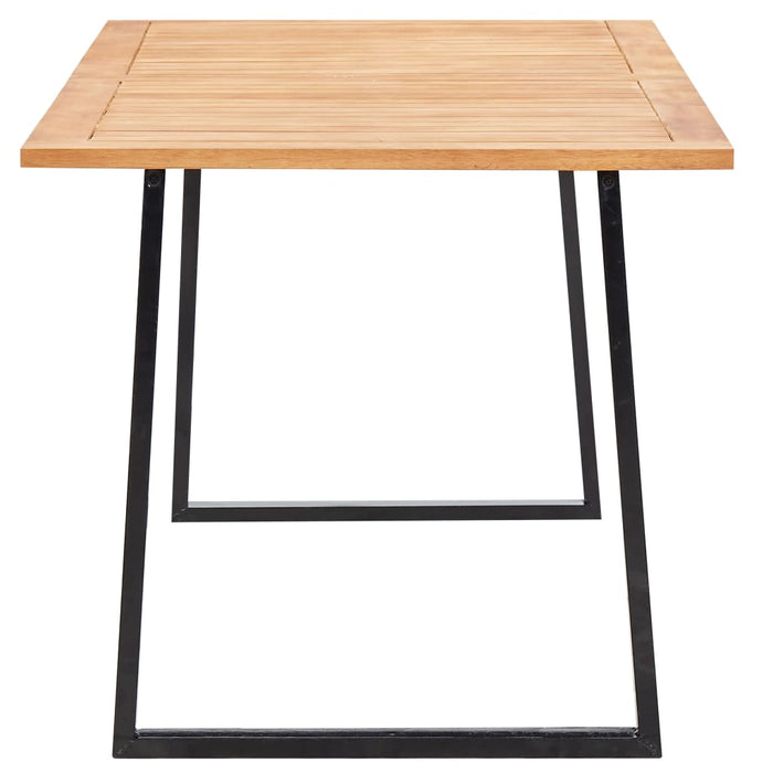 Set mobilier de exterior 7 piese, negru, poliratan, lemn acacia WALTI