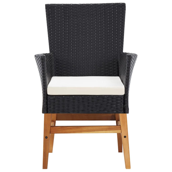 Set mobilier de exterior 7 piese, negru, poliratan, lemn acacia WALTI