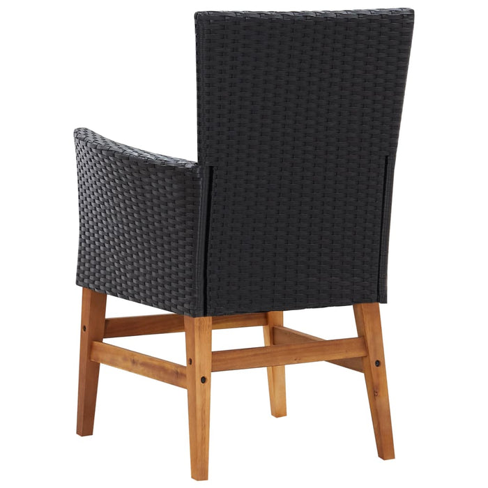 Set mobilier de exterior 7 piese, negru, poliratan, lemn acacia WALTI