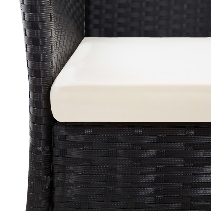 Set mobilier de exterior 7 piese, negru, poliratan, lemn acacia WALTI