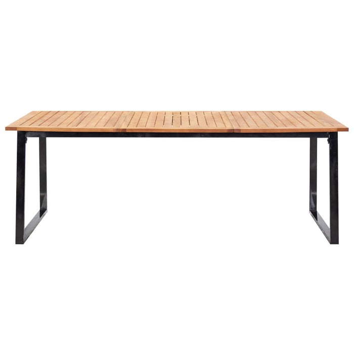 Set mobilier de exterior, 9 piese negru, poliratan, lemn acacia WALTI