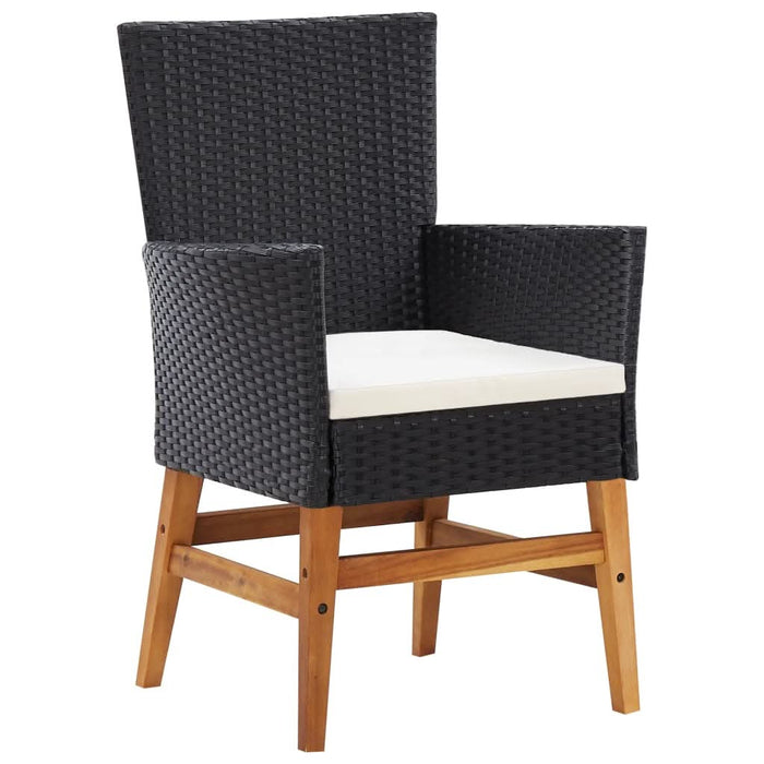 Set mobilier de exterior, 9 piese negru, poliratan, lemn acacia WALTI