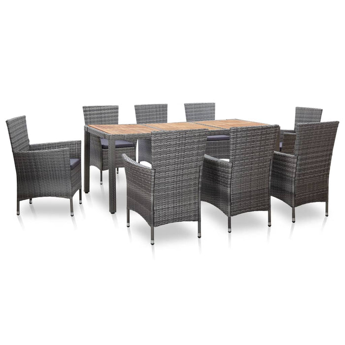 Set mobilier de exterior cu perne, 9 piese, gri, poliratan - WALTI WALTI