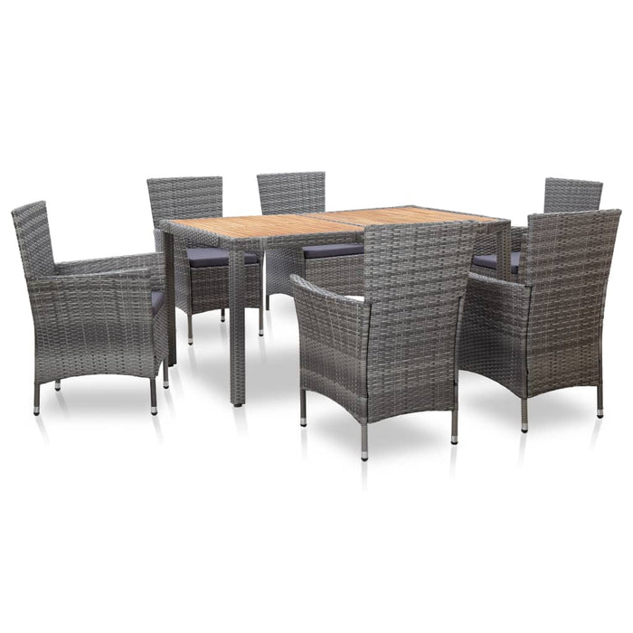 Set mobilier de exterior cu perne, 7 piese, gri, poliratan WALTI