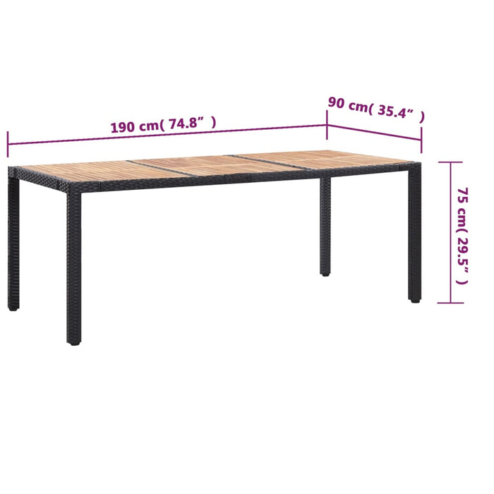Set mobilier de exterior cu perne, 9 piese, negru, poliratan WALTI