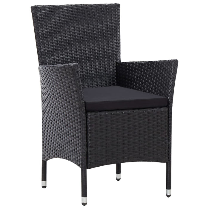 Set mobilier de exterior cu perne, 9 piese, negru, poliratan WALTI
