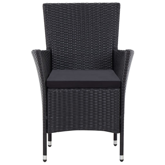 Set mobilier de exterior cu perne, 9 piese, negru, poliratan WALTI