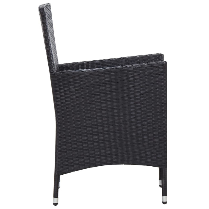 Set mobilier de exterior cu perne, 9 piese, negru, poliratan WALTI