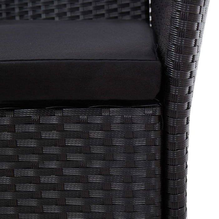 Set mobilier de exterior cu perne, 9 piese, negru, poliratan WALTI
