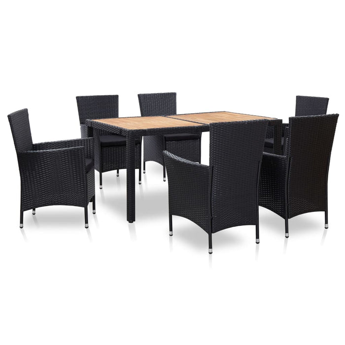 Set mobilier de exterior cu perne, 7 piese, negru, poliratan - WALTI WALTI