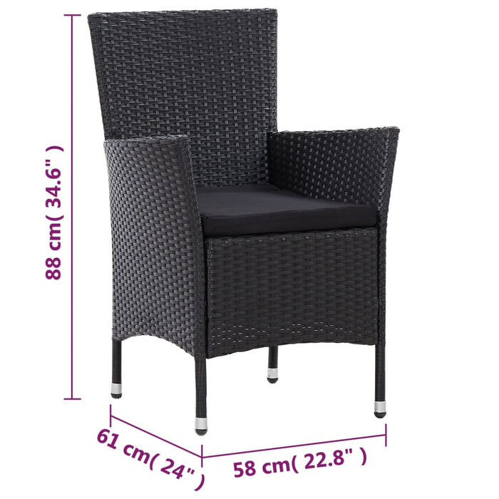 Set mobilier de exterior cu perne, 7 piese, negru, poliratan - WALTI WALTI