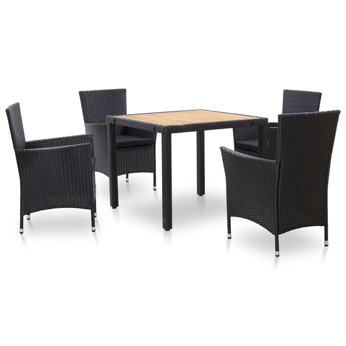 Set mobilier de exterior cu perne, 5 piese, negru, poliratan - WALTI WALTI
