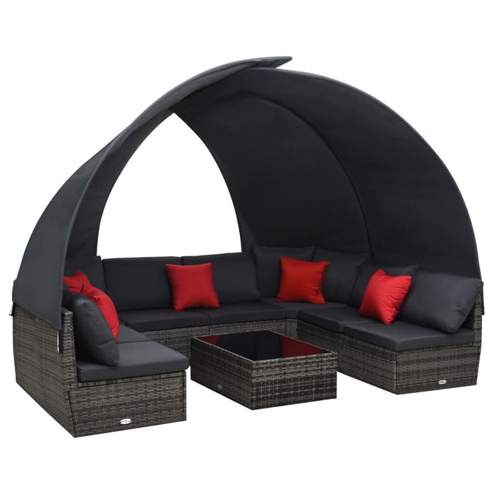 Set mobilier de grădină cu copertină 9 piese antracit poliratan - WALTI WALTI