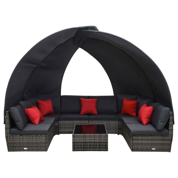Set mobilier de grădină cu copertină 9 piese antracit poliratan - WALTI WALTI