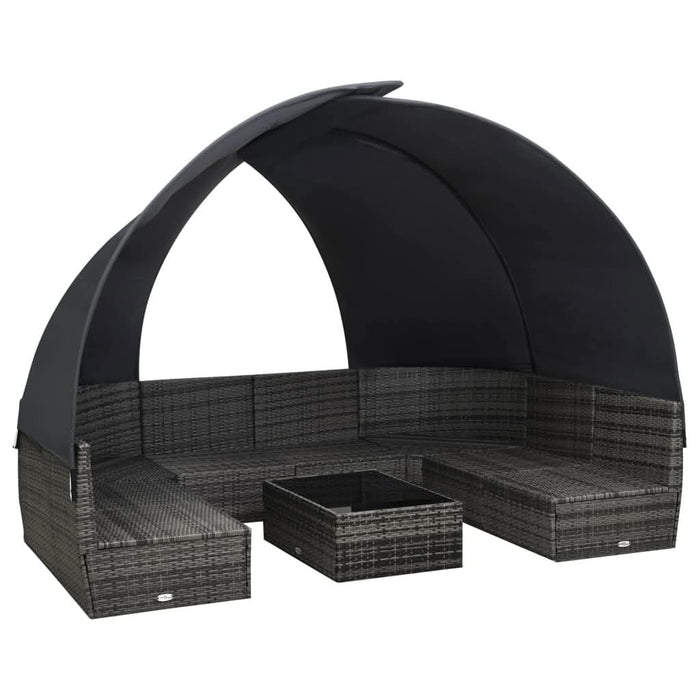 Set mobilier de grădină cu copertină 9 piese antracit poliratan - WALTI WALTI