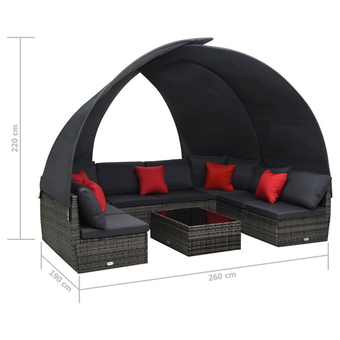 Set mobilier de grădină cu copertină 9 piese antracit poliratan - WALTI WALTI