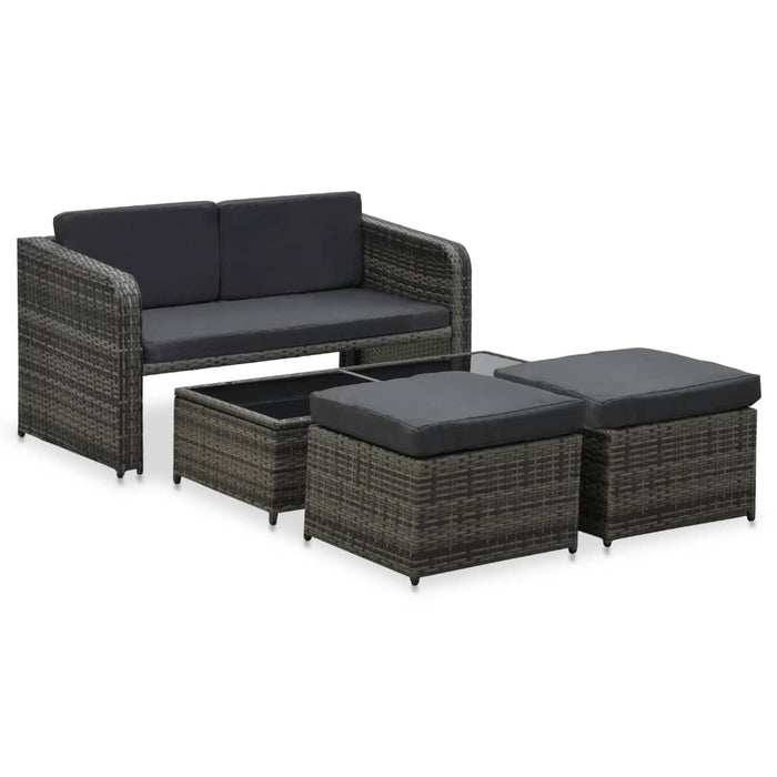 Set mobilier de grădină cu perne, 4 piese, antracit, poliratan - WALTI WALTI