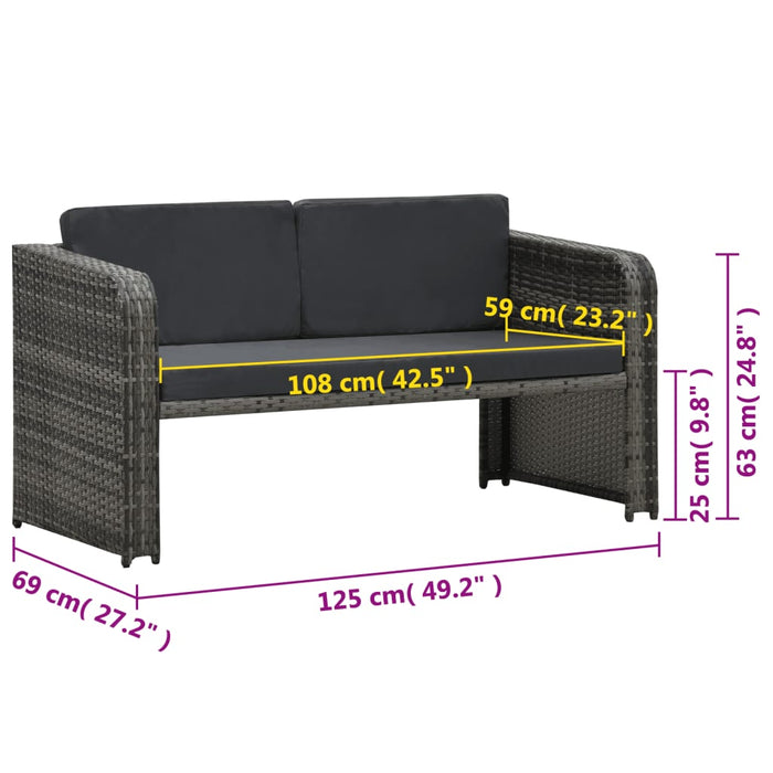 Set mobilier de grădină cu perne, 4 piese, antracit, poliratan - WALTI WALTI