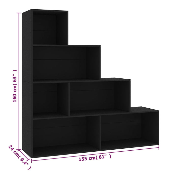 Bibliotecă/Separator cameră, negru 155x24x160 cm lemn prelucrat - WALTI WALTI