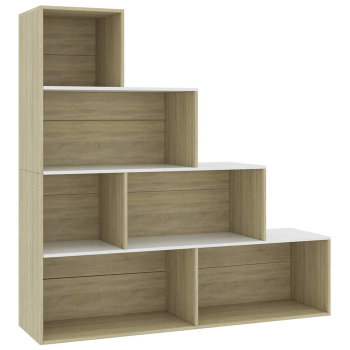 Bibliotecă/Separator cameră alb stejar Sonoma 155x24x160cm PAL WALTI