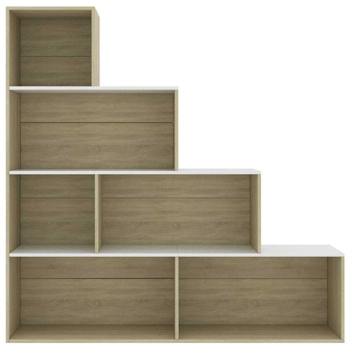 Bibliotecă/Separator cameră alb stejar Sonoma 155x24x160cm PAL WALTI