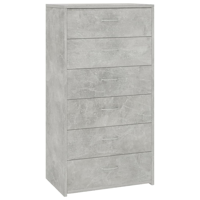 Dulap cu 6 sertare, gri beton, 50x34x96 cm, lemn prelucrat - WALTI WALTI