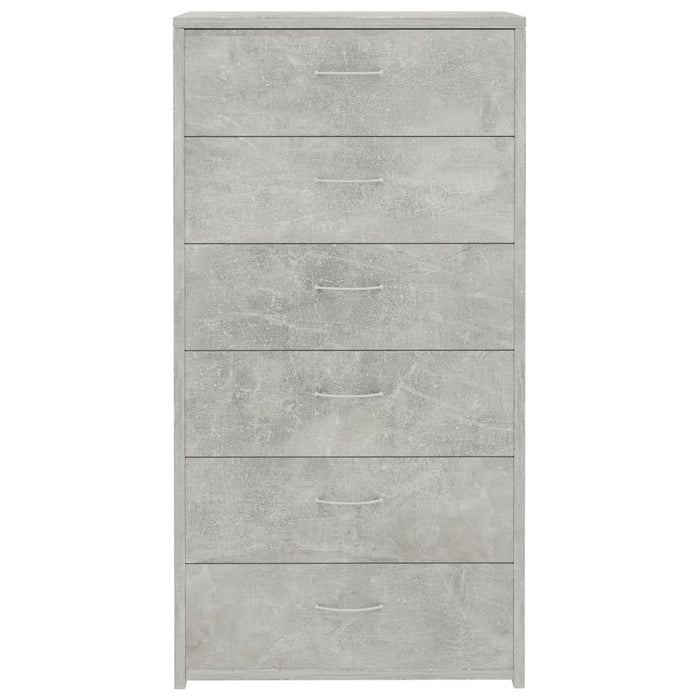 Dulap cu 6 sertare, gri beton, 50x34x96 cm, lemn prelucrat - WALTI WALTI