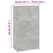 Dulap cu 6 sertare, gri beton, 50x34x96 cm, lemn prelucrat - WALTI WALTI