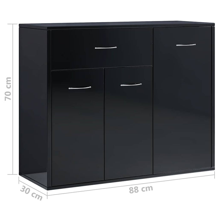 Dulap, negru extralucios, 88x30x70 cm, lemn prelucrat WALTI