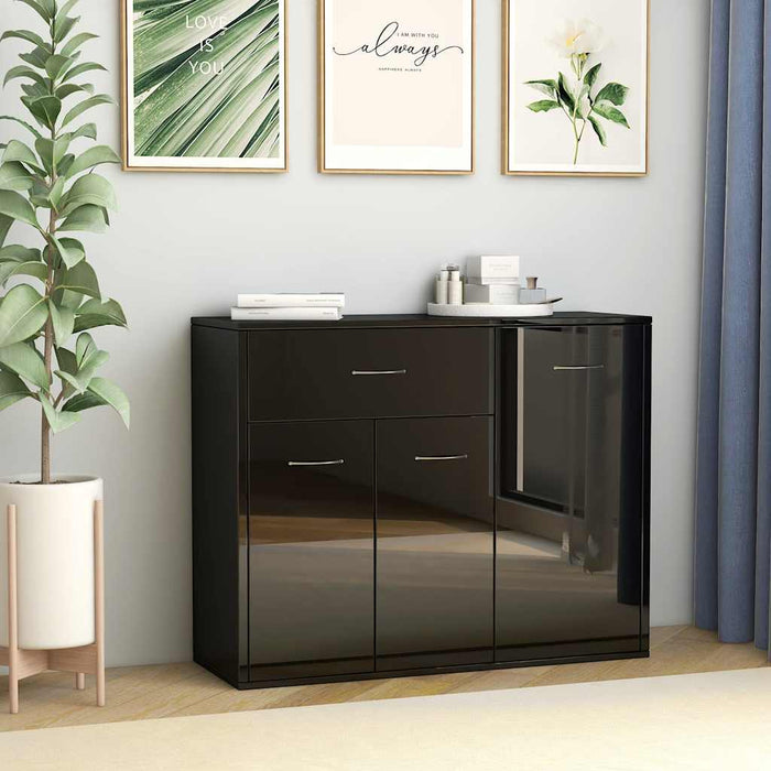 Dulap, negru extralucios, 88x30x70 cm, lemn prelucrat WALTI