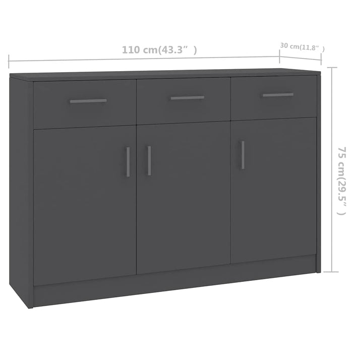 Dulap, gri, 110x30x75 cm, lemn prelucrat WALTI