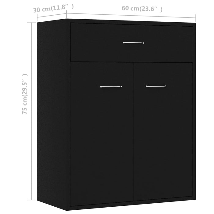 Dulap, negru, 60x30x75 cm, lemn prelucrat - WALTI WALTI