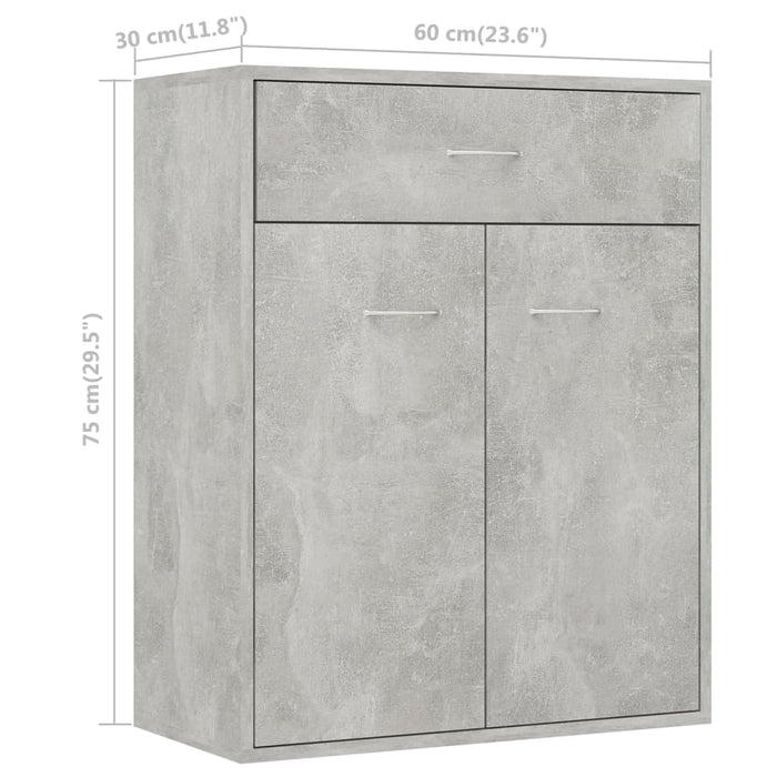 Dulap, gri beton, 60x30x75 cm, lemn prelucrat - WALTI WALTI