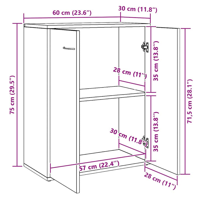 Dulap, gri beton, 60x30x75 cm, lemn prelucrat - WALTI WALTI