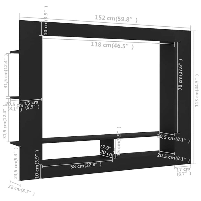 Dulap TV, negru, 152x22x113 cm, lemn prelucrat WALTI