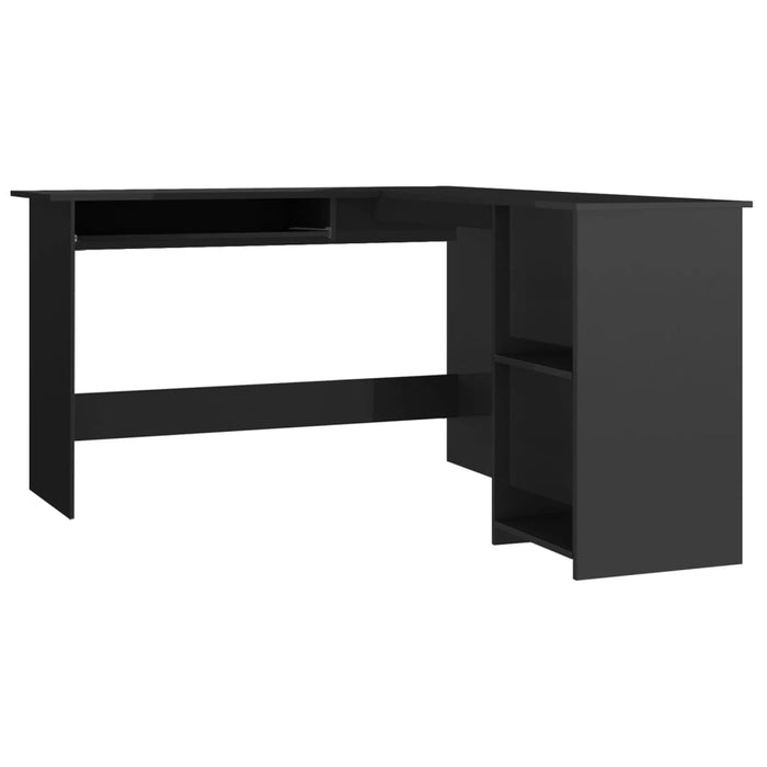 Birou de colț în formă de L negru extralucios 120x140x75 cm PAL - WALTI WALTI