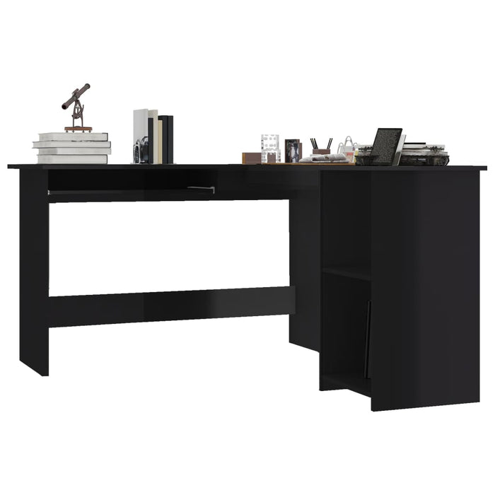Birou de colț în formă de L negru extralucios 120x140x75 cm PAL - WALTI WALTI