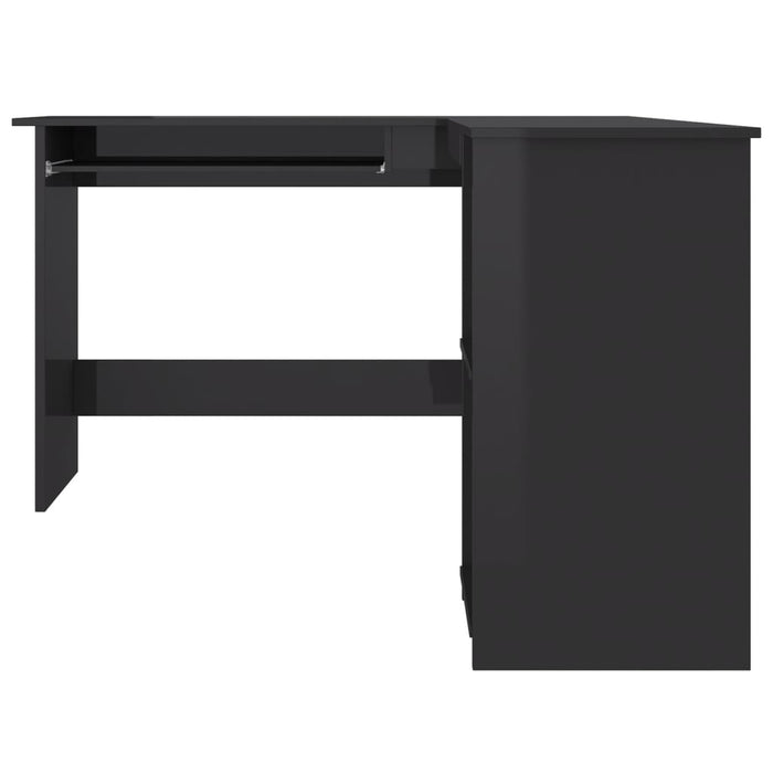 Birou de colț în formă de L negru extralucios 120x140x75 cm PAL - WALTI WALTI