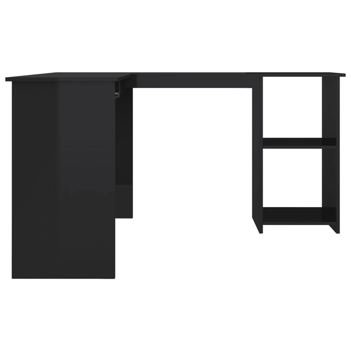 Birou de colț în formă de L negru extralucios 120x140x75 cm PAL - WALTI WALTI