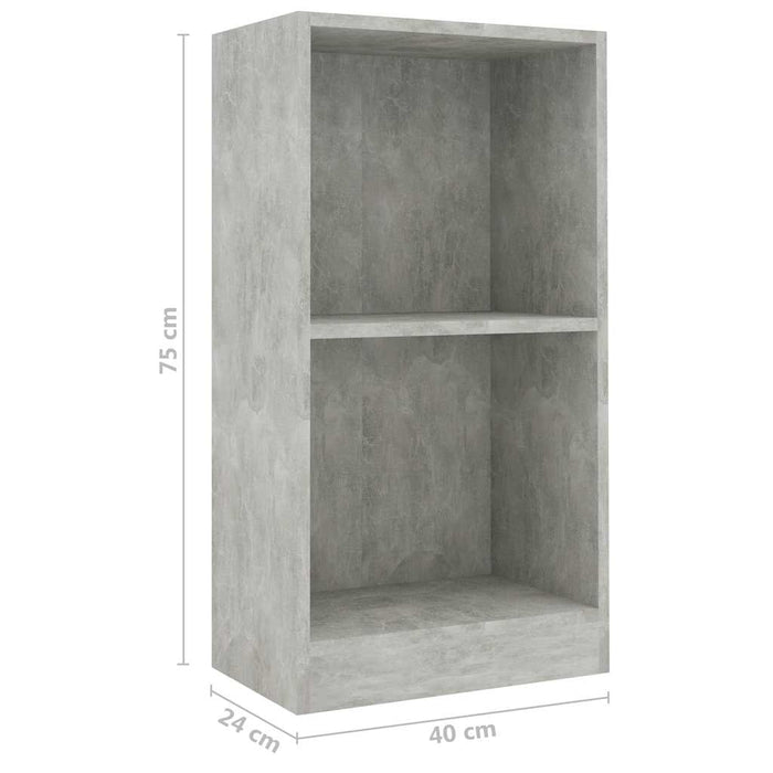 Bibliotecă, gri beton, 40x24x75 cm, lemn prelucrat - WALTI WALTI