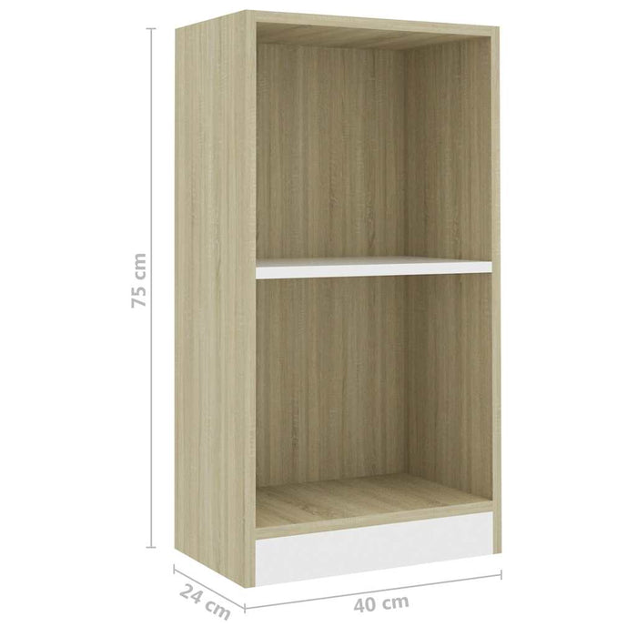 Bibliotecă, alb și stejar Sonoma, 40 x 24 x 75 cm, PAL WALTI