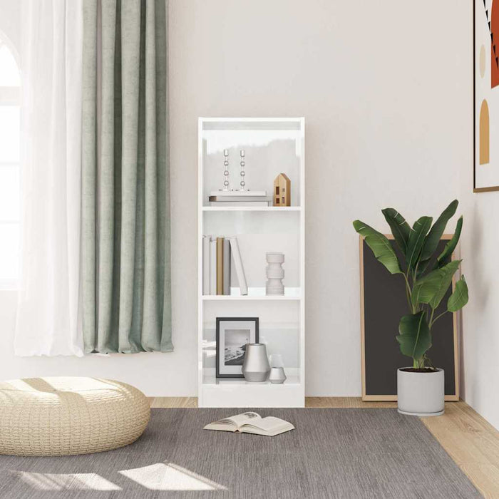 Bibliotecă cu 3 rafturi, alb extralucios, 40x24x109 cm WALTI