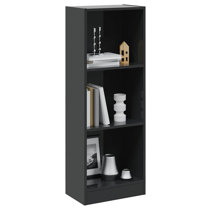 Bibliotecă 3 rafturi negru lucios 40x24x109 cm, lemn compozit WALTI