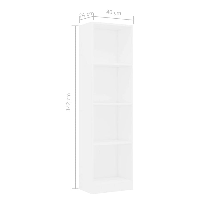 Bibliotecă cu 4 rafturi, alb, 40x24x142 cm, lemn prelucrat WALTI