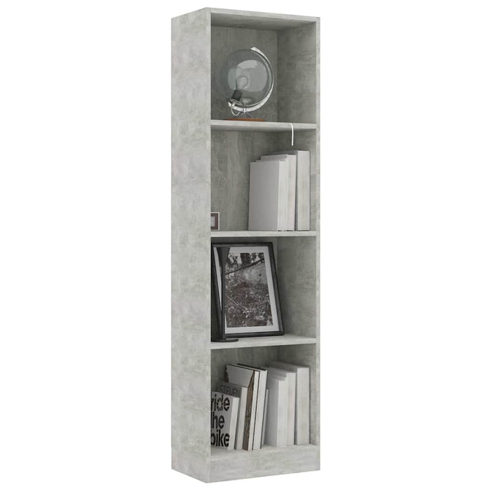 Bibliotecă cu 4 rafturi gri beton, 40x24x142 cm, lemn prelucrat WALTI