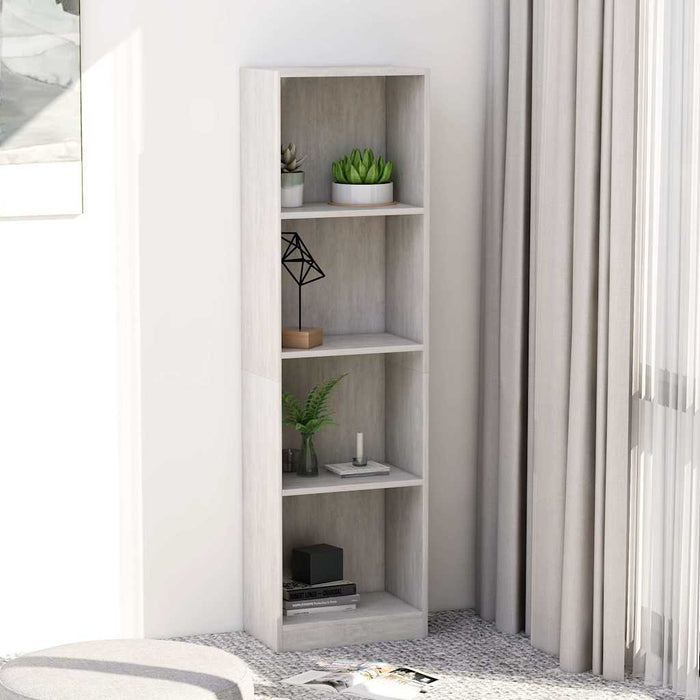 Bibliotecă cu 4 rafturi gri beton, 40x24x142 cm, lemn prelucrat WALTI