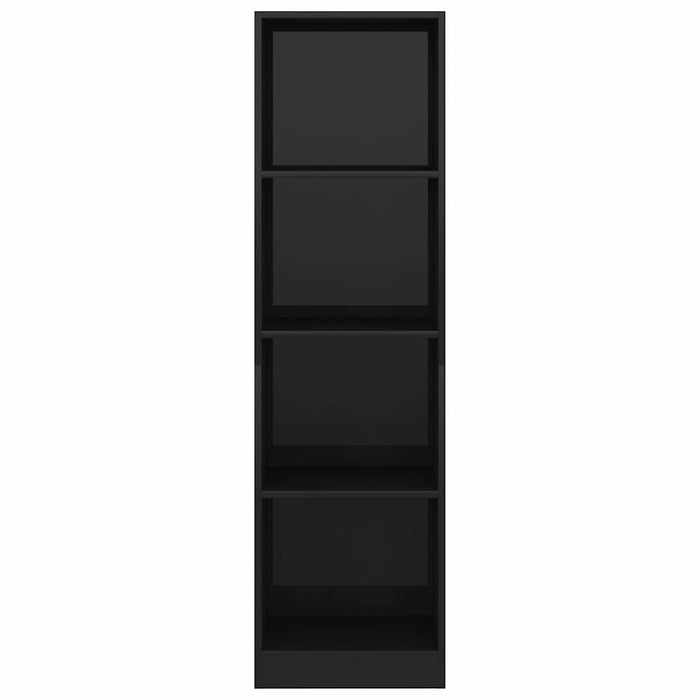 Bibliotecă cu 4 rafturi, negru extralucios, 40x24x142 cm, PAL WALTI