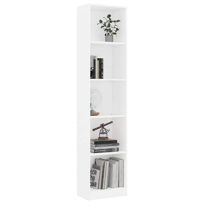 Bibliotecă cu 5 rafturi, alb, 40x24x175 cm, lemn prelucrat WALTI