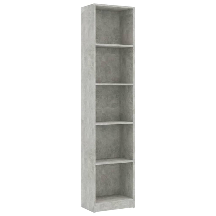 Bibliotecă cu 5 rafturi, gri beton, 40x24x175 cm lemn prelucrat WALTI