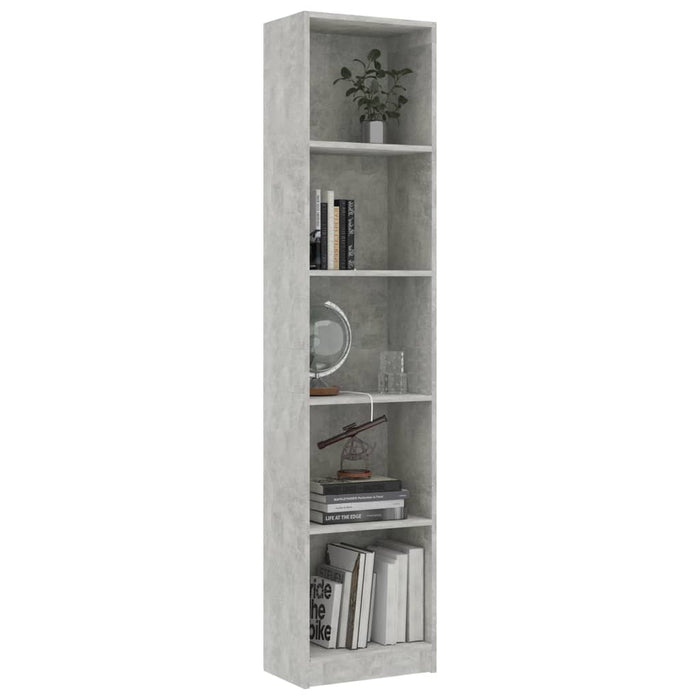 Bibliotecă cu 5 rafturi, gri beton, 40x24x175 cm lemn prelucrat WALTI